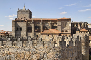 Cathedral and city walls of Avila, Spain