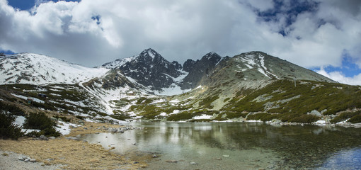 panoramic view to lake in Slovakia in spring day