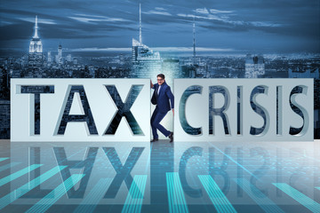 Businessman in tax and crisis concept