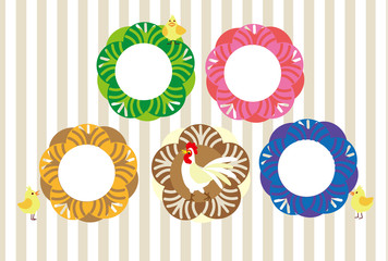 可愛いニワトリとひよこのグリーティングカード © ocplanning