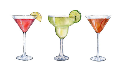 Watercolor cocktails illustration