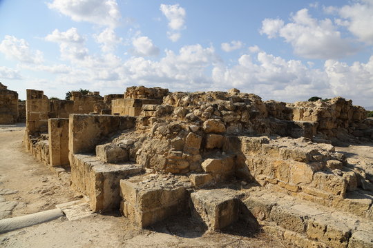 The ruins of a castle forty columns in Paphos