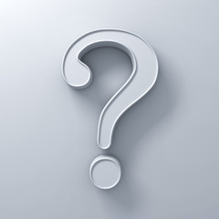 Naklejka premium White question mark on white wall background abstract with shadow 3D rendering