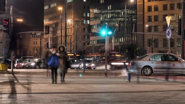 Pedestrians Crossing Time Lapse. 