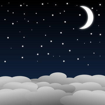 Nachthimmel mit Mond und Sterne