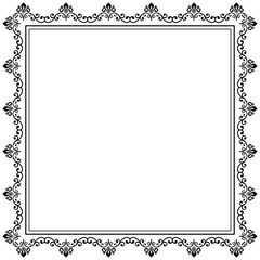 Classic vector square frame with arabesques and orient elements. Abstract ornament with place for text, Vintage black and white pattern