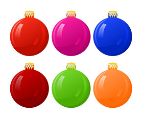 Vector illustration of abstract colored Christmas balls on a whi