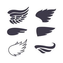 Set of Six Wings Silhouettes