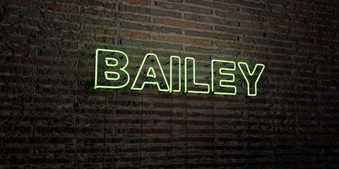 BAILEY -Realistic Neon Sign on Brick Wall background - 3D rendered royalty free stock image. Can be used for online banner ads and direct mailers..