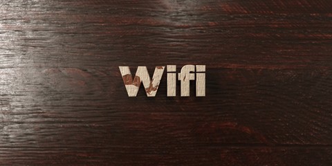 Wifi - grungy wooden headline on Maple  - 3D rendered royalty free stock image. This image can be used for an online website banner ad or a print postcard.