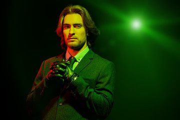 male in leather gloves