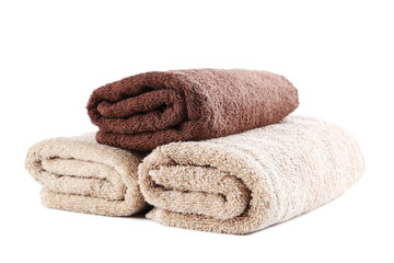 Rolled up towels isolated on a white background