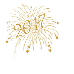 Fototapeta na wymiar Vector gold firework with happy new year 2017 on white background