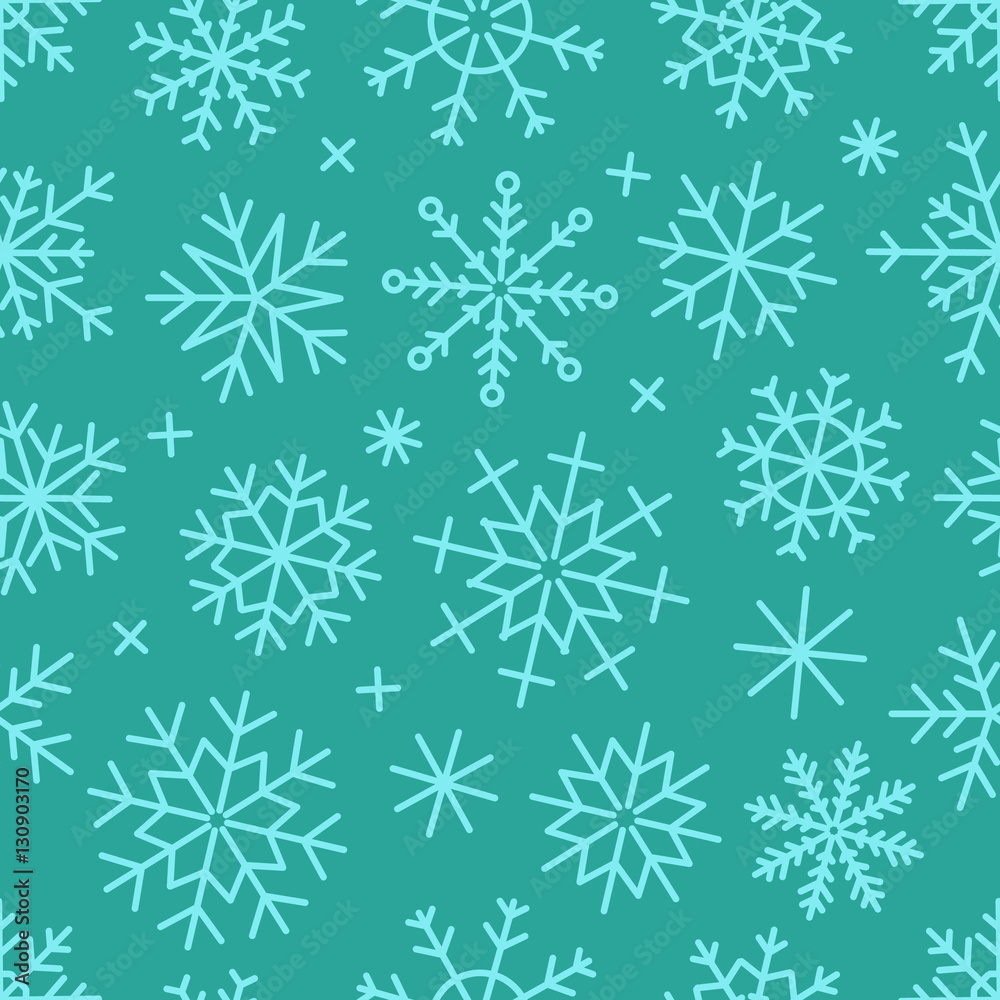 Poster different vector snowflakes seamless background. vector ice crys