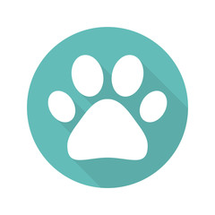Fototapeta premium Paw icon flat design with long shadow