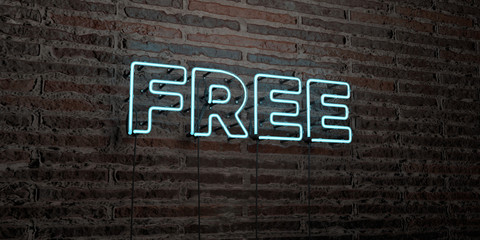 FREE -Realistic Neon Sign on Brick Wall background - 3D rendered royalty free stock image. Can be used for online banner ads and direct mailers..