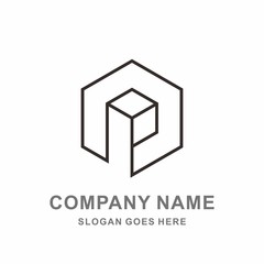 3D Geometric Hexagon Cube Monogram Letter P Architecture Engineering Business Company Stock Vector Logo Design Template