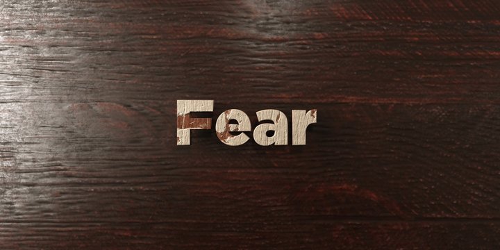 Fear - grungy wooden headline on Maple  - 3D rendered royalty free stock image. This image can be used for an online website banner ad or a print postcard.