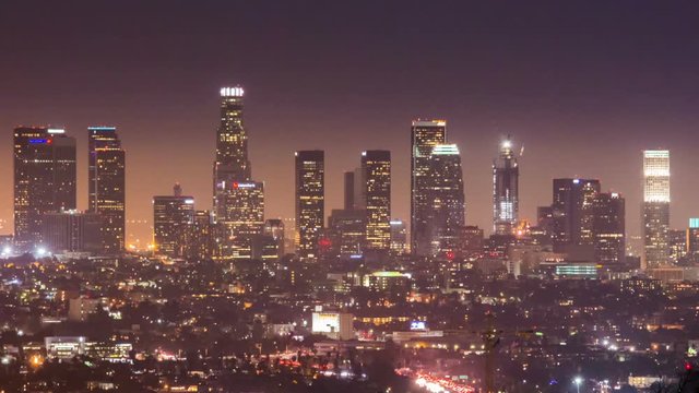 Time Lapse - Los Angeles Downtown at night