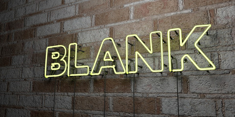 BLANK - Glowing Neon Sign on stonework wall - 3D rendered royalty free stock illustration.  Can be used for online banner ads and direct mailers..