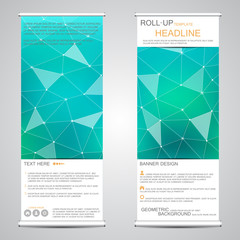 Roll up, vertical banner for presentation and publication. Abstract background.