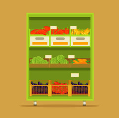 Vegetables market. Vector flat cartoon illustration