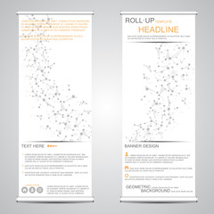 Roll up, vertical banner for presentation and publication. Abstract background.
