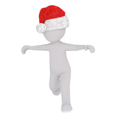 3d toon in Santa hat running forwards