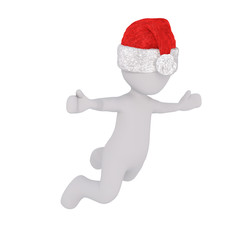 3d toon in Santa hat falling forwards