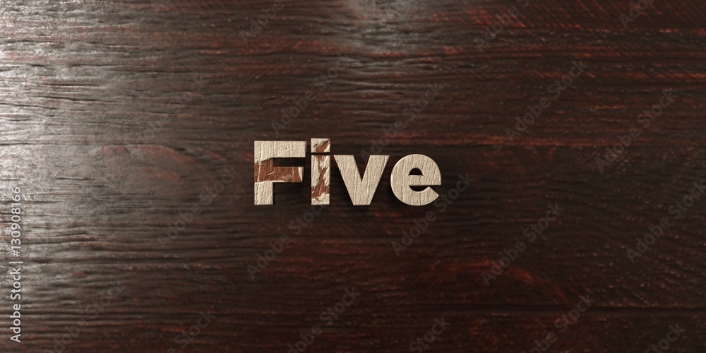 Fototapete five - grungy wooden headline on maple - 3d rendered royalty free stock image. this image can be use