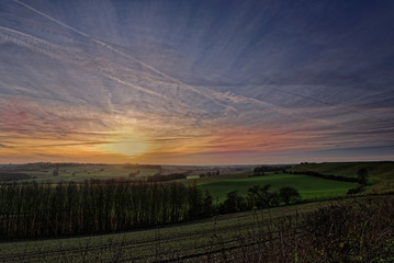 Fototapeta na wymiar Winter Sunset in The Lincolnshire Wolds,UK