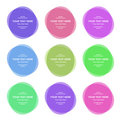 Set of vector colorful round banners. Abstract vector shapes for design. Banners with sample text.