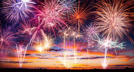 Abstract firework background with free space for text