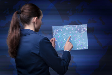 Woman in social networks concept