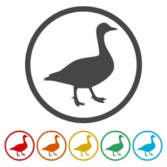The silhouette of a goose icons set 