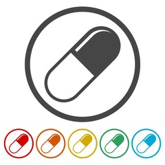 Pills icons set 