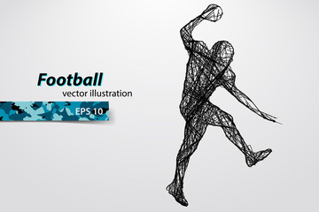 silhouette of a football player. Rugby. American footballer