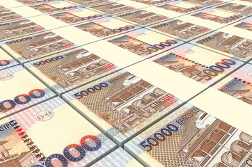 Fototapeta premium St. Thomas dobras bills stacks background. 3D illustration.