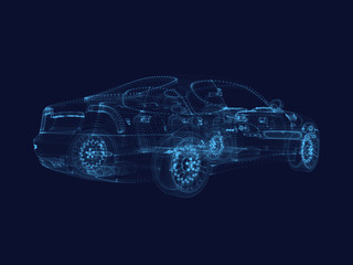 Fototapeta premium shining dots of Car 3d model.3D rendering.