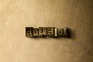 ADELAIDE - close-up of grungy vintage typeset word on metal backdrop. Royalty free stock - 3D rendered stock image.  Can be used for online banner ads and direct mail.