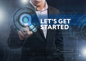 Business, Technology, Internet and network concept. Business man