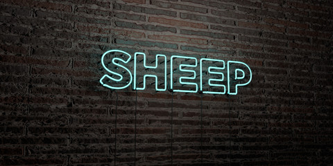 SHEEP -Realistic Neon Sign on Brick Wall background - 3D rendered royalty free stock image. Can be used for online banner ads and direct mailers..