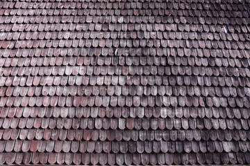 Traditional wooden roof tile of old house