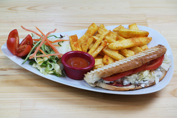 mixed toast with fries