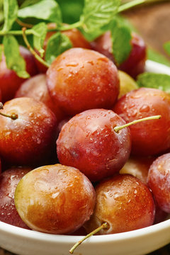 Plums in bowl