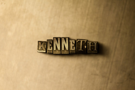 KENNETH - close-up of grungy vintage typeset word on metal backdrop. Royalty free stock - 3D rendered stock image.  Can be used for online banner ads and direct mail.
