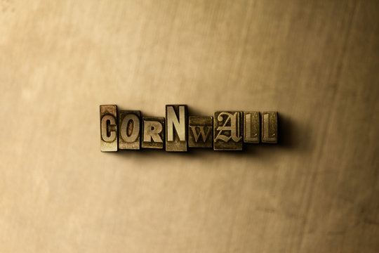 CORNWALL - close-up of grungy vintage typeset word on metal backdrop. Royalty free stock - 3D rendered stock image.  Can be used for online banner ads and direct mail.