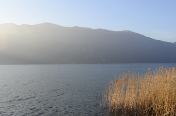 Bourget lake and mountains