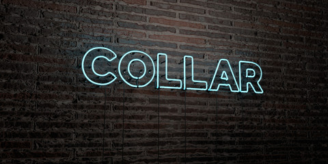 COLLAR -Realistic Neon Sign on Brick Wall background - 3D rendered royalty free stock image. Can be used for online banner ads and direct mailers..