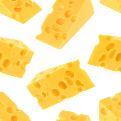 Cheese seamless pattern isolated on white background